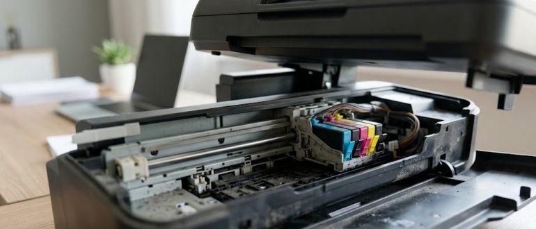 Открытый струйный принтер Canon PIXMA с видимой печатающей головкой