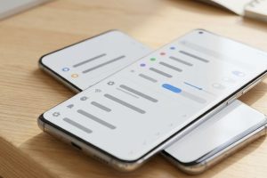 Смартфон Xiaomi с открытым меню настроек на деревянном столе